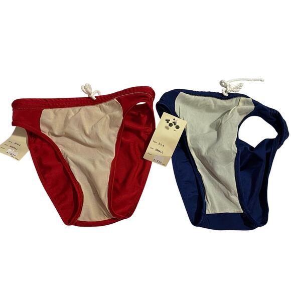 Vtg Juban Toto International Bikini Small Red and Blue Low Cut Made in USA - Picture 2 of 7